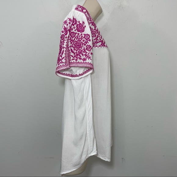 Savanna Jane embroidered boho peasant blouse top pink white size Large L - Picture 4 of 10
